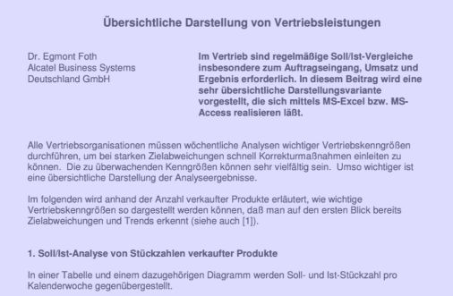 Übersichtliche Darstellung von Vertriebsleistungen